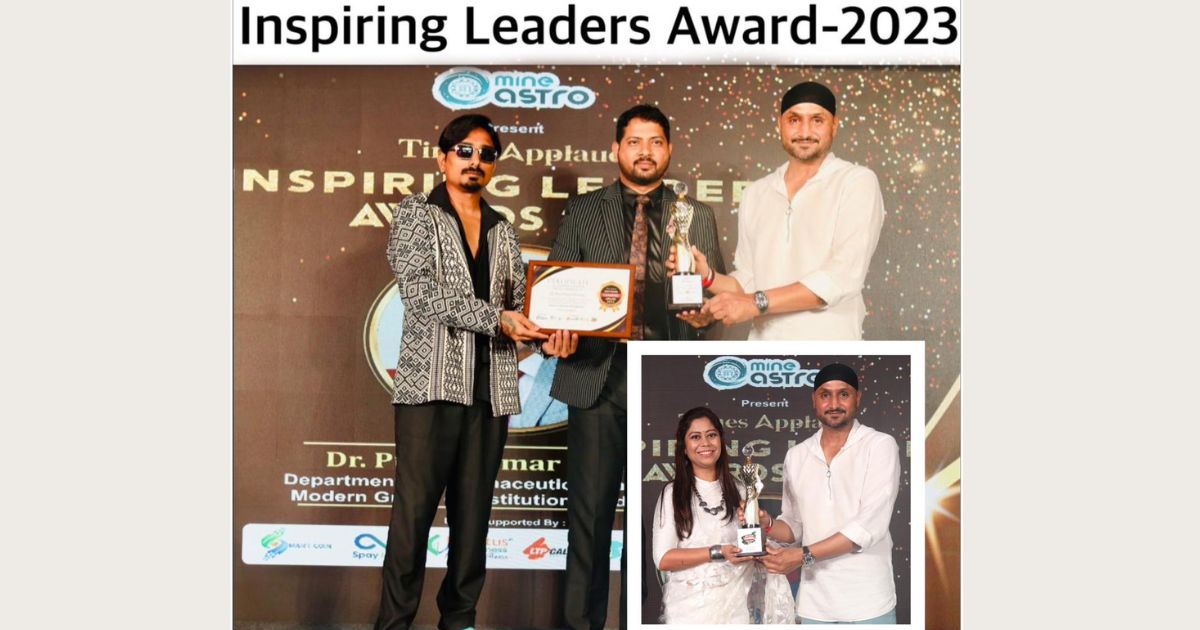 Inspiring Leaders Award-2023 to Dr. Punit Kumar Dwivedi and Dr. Neha Sharma Chowdhury of Modern Group of Institutions, Indore
